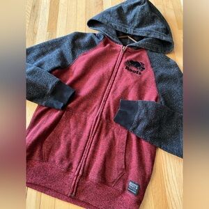 ROOTS kids blue space dye full zip hoodie size XL 12 Canada Beaver